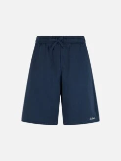 MC2 Saint Barth Man Navy Blue Cotton Fleece Bermuda Shorts Randle -MC2 Saint Barth Shop UID RANL00201793F MAN PANT BLUE 1