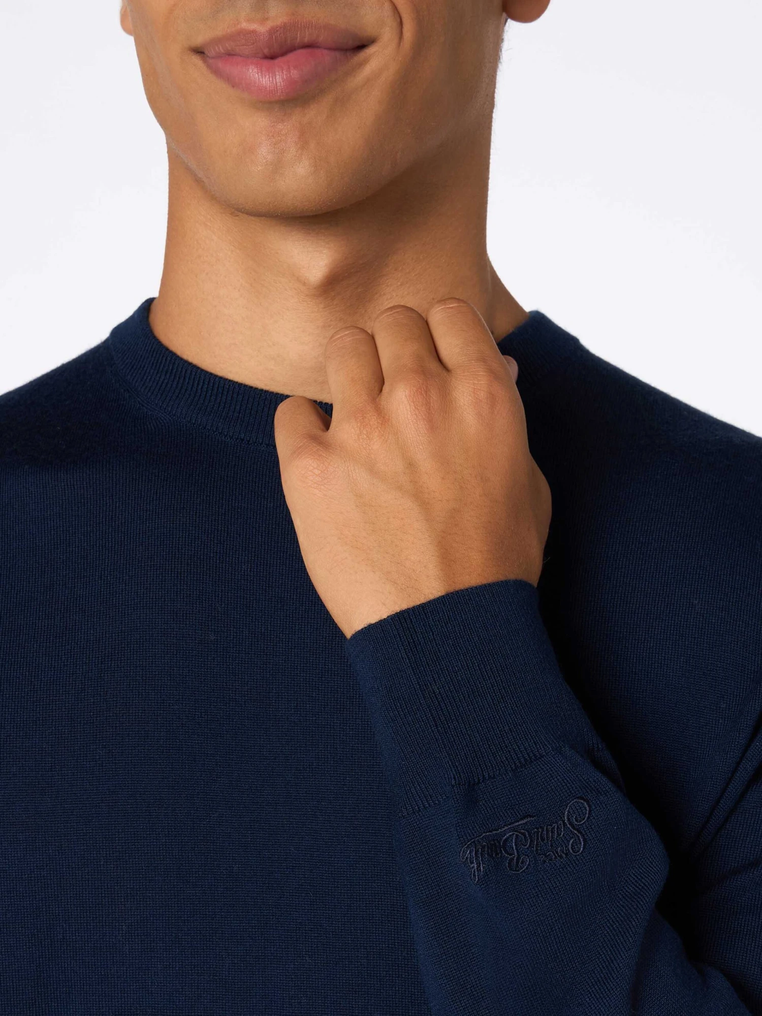 MC2 Saint Barth Man Blue Navy Merino Wool Sweater Regent 4 MC2 Saint Barth Man Blue Navy Merino Wool Sweater Regent - Image 2