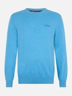 MC2 Saint Barth Man Dusty Blue Blended Cashmere Crewneck Sweater Regent -MC2 Saint Barth Shop UID REGE00300011G MAN KNITWEAR SKY 20241023093500 4