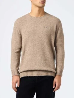 MC2 Saint Barth Man Crewneck Kaki Stretch Alpaca Sweater Regent
