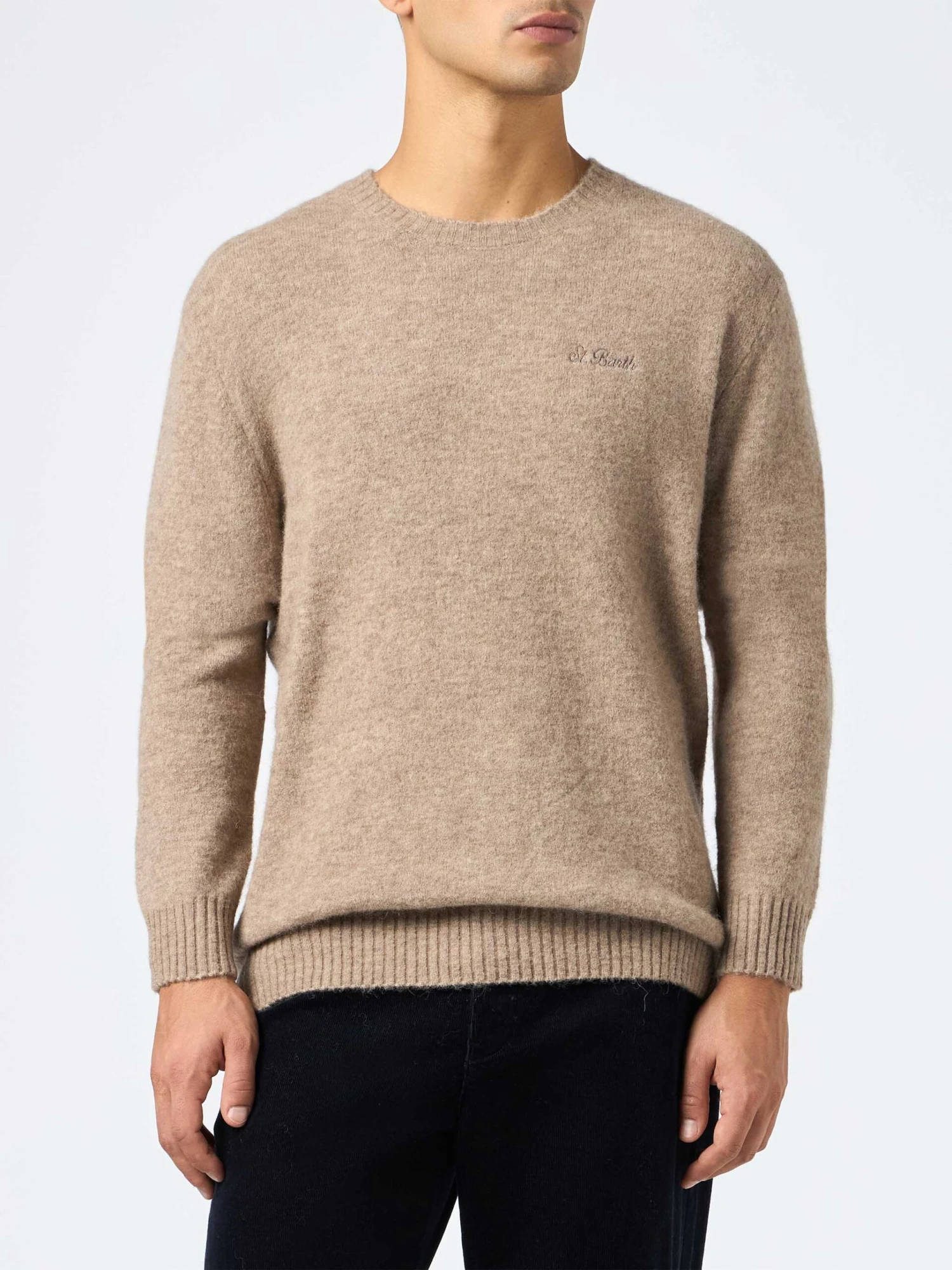 MC2 Saint Barth Man Crewneck Kaki Stretch Alpaca Sweater Regent 3 MC2 Saint Barth Man Crewneck Kaki Stretch Alpaca Sweater Regent