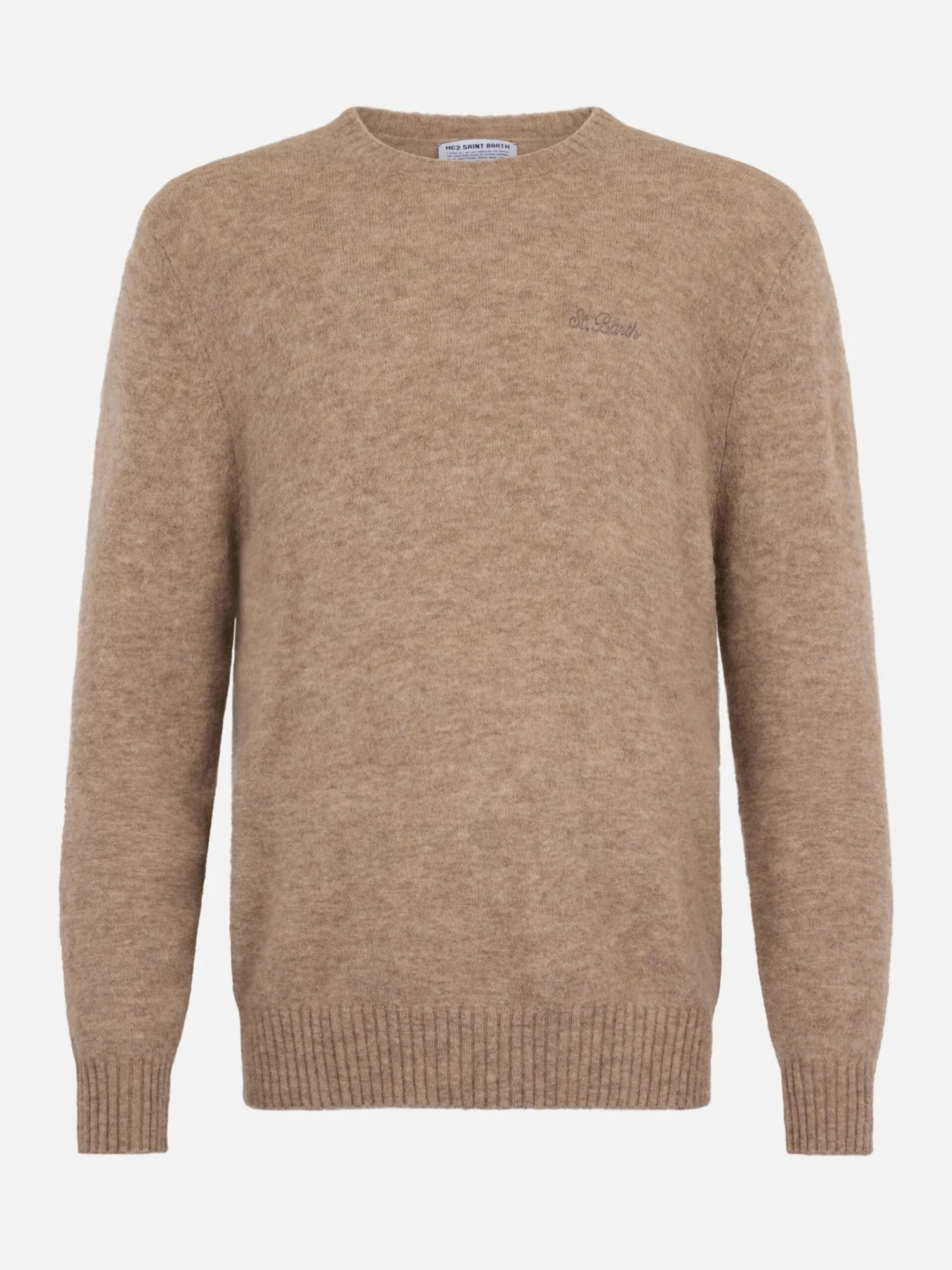 MC2 Saint Barth Man Crewneck Kaki Stretch Alpaca Sweater Regent 6 MC2 Saint Barth Man Crewneck Kaki Stretch Alpaca Sweater Regent - Image 4