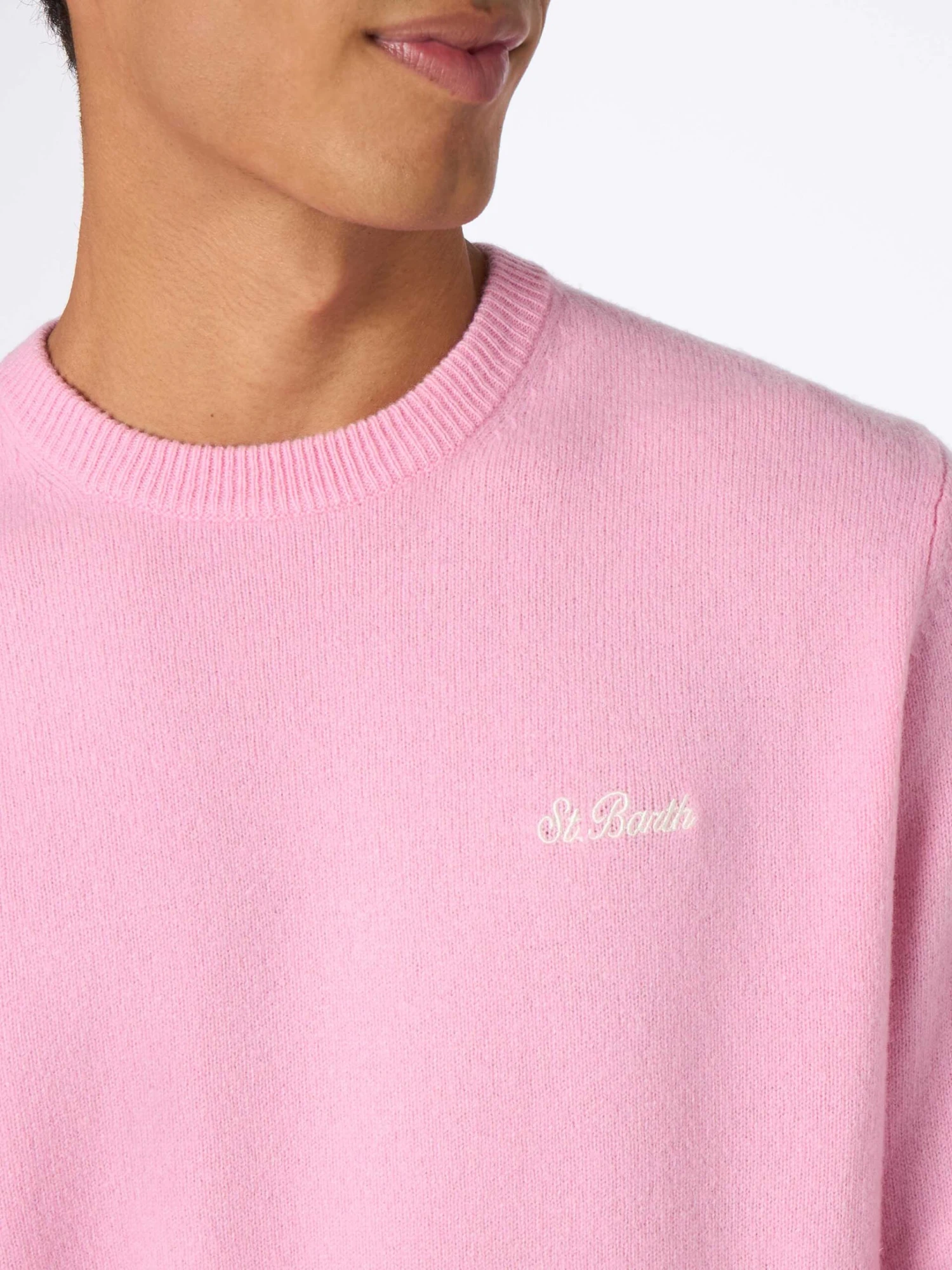 MC2 Saint Barth Man Pink Lambswool Sweater Regent 5 MC2 Saint Barth Man Pink Lambswool Sweater Regent - Image 3