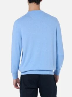 MC2 Saint Barth Man Light Blue Blended Cashmere Crewneck Sweater Regent -MC2 Saint Barth Shop UID REGE00300325G MAN KNITWEAR SKY 20240903150000 3