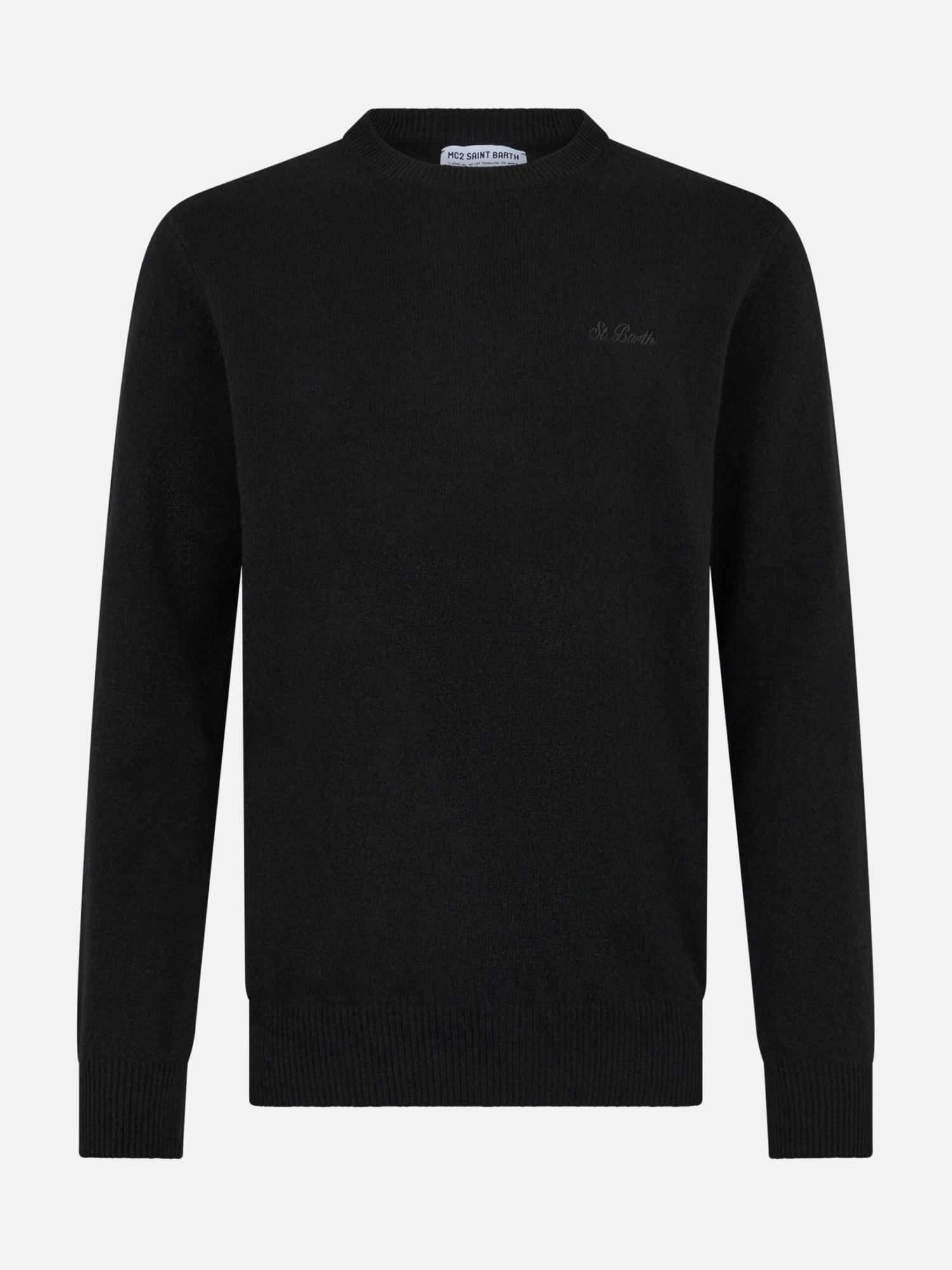 MC2 Saint Barth Man Black Lambswool Sweater Regent 6 MC2 Saint Barth Man Black Lambswool Sweater Regent - Image 4