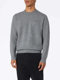 MC2 Saint Barth Man Mélange Grey Lambswool Sweater Regent
