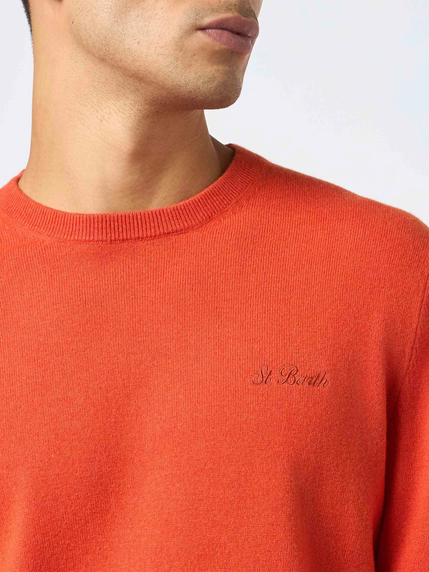 MC2 Saint Barth Man Orange Cashmere Blend Crewneck Sweater Regent 5 MC2 Saint Barth Man Orange Cashmere Blend Crewneck Sweater Regent - Image 3