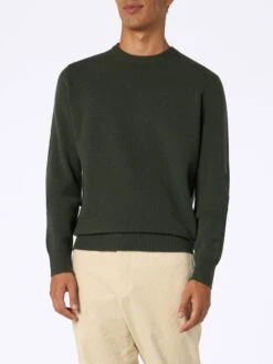 MC2 Saint Barth Man Military Green Lambswool Sweater Regent