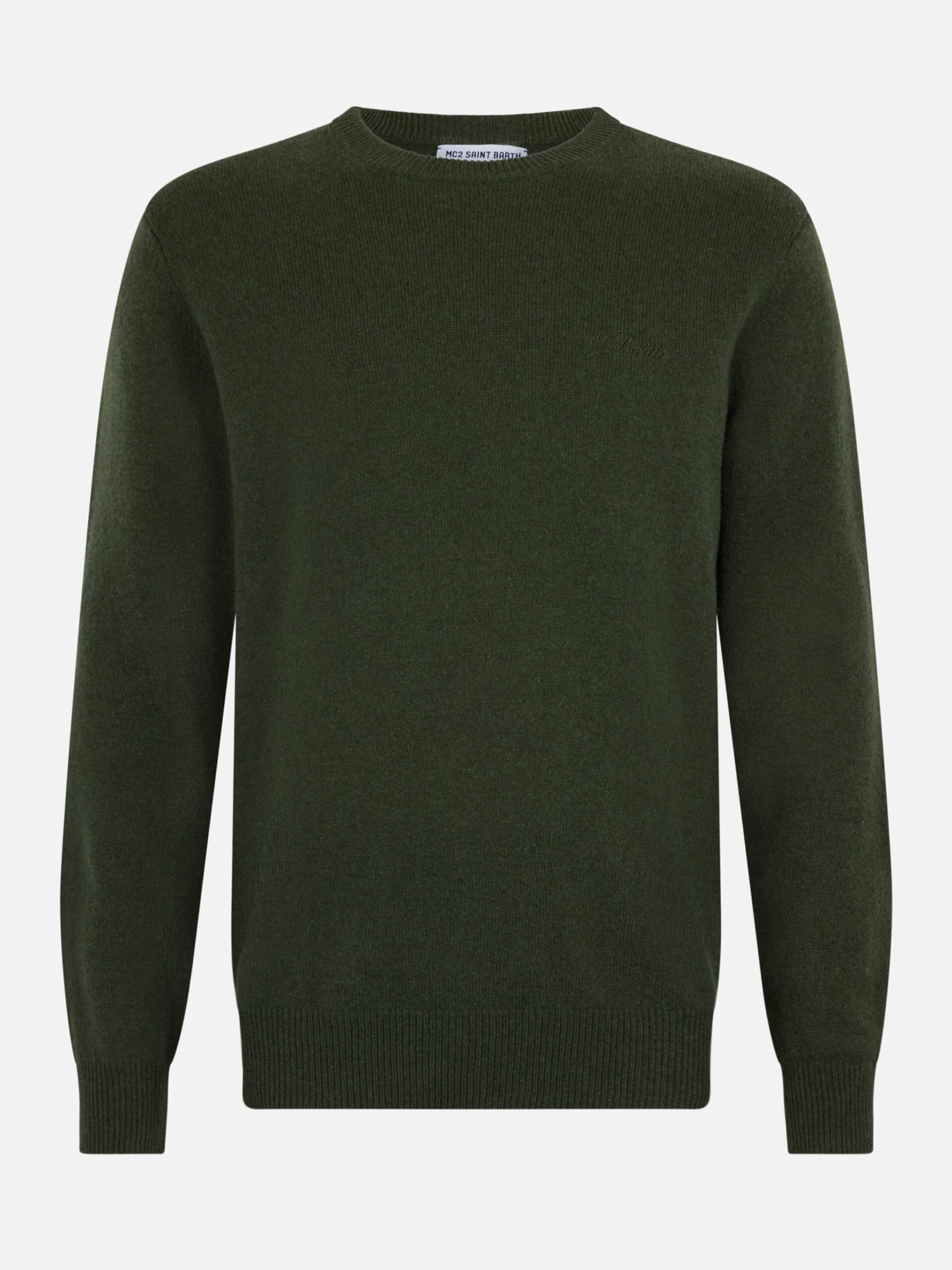 MC2 Saint Barth Man Military Green Lambswool Sweater Regent 6 MC2 Saint Barth Man Military Green Lambswool Sweater Regent - Image 4