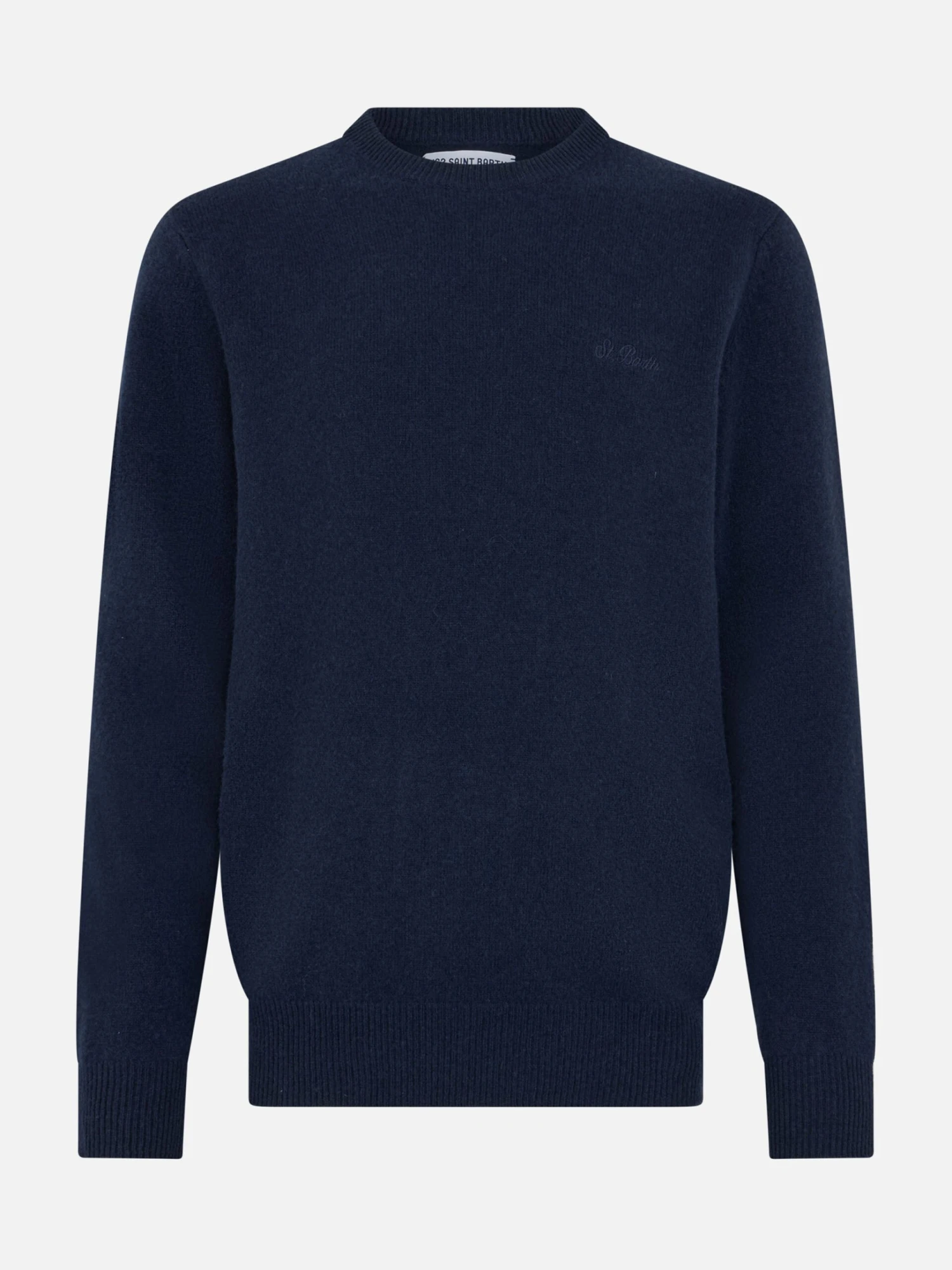 MC2 Saint Barth Man Navy Blue Lambswool Sweater Regent 6 MC2 Saint Barth Man Navy Blue Lambswool Sweater Regent - Image 4