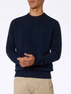 MC2 Saint Barth Man Navy Blue Lambswool Sweater Regent