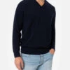MC2 Saint Barth Man Navy Blue V Neck Cashmere Blend Sweater Regent