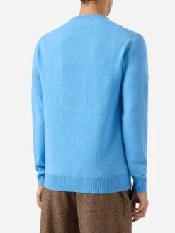 MC2 Saint Barth Regent Dusty Blue Lambswool Sweater -MC2 Saint Barth Shop UID REGE01100042I MAN KNITWEAR BLUE MC2 MC2 3