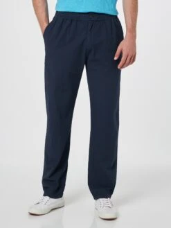 MC2 Saint Barth Man Navy Blue Seersucker Cotton Pants Relais