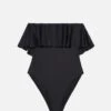 MC2 Saint Barth Roxy Black One-piece Swimsuit With Flounce