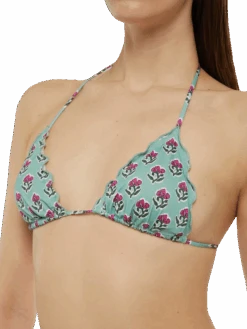 MC2 Saint Barth Classic Triangle Bikini Sagittarius Miami With Floral Print -MC2 Saint Barth Shop UID SAG000101251H WOMAN TOPBIKINI GREEN 0 0 2