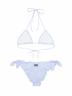 MC2 Saint Barth Classic Seersucker Triangle Bikini Sagittarus Moon With Striped Print -MC2 Saint Barth Shop UID SAG000104211H WOMAN TOPBIKINI SKY 0 0 5