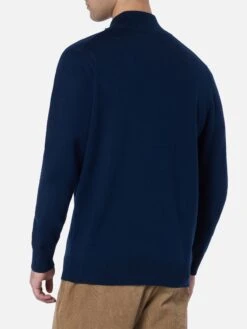 MC2 Saint Barth Man Blue Navy Merino Wool Cardigan Savile -MC2 Saint Barth Shop UID SAVI00100023G MAN KNITWEAR BLUE 20240903150000 3
