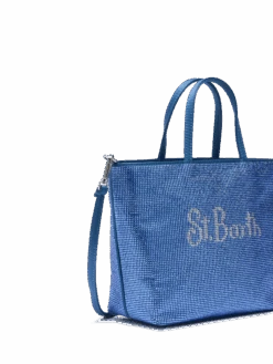 MC2 Saint Barth Strass Mini Bag With Steel Blue Rhinestones -MC2 Saint Barth Shop UID SBM000103236H ACCESSORY BAG BLUE PLAINCOLOR 0 2