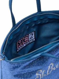 MC2 Saint Barth Strass Mini Bag With Steel Blue Rhinestones -MC2 Saint Barth Shop UID SBM000103236H ACCESSORY BAG BLUE PLAINCOLOR 0 6