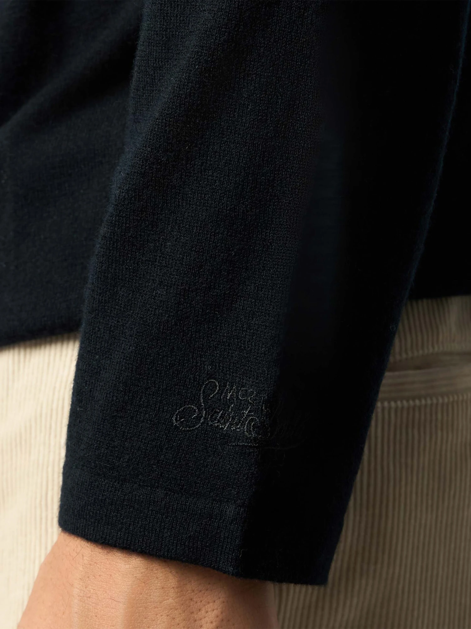 MC2 Saint Barth Man Black Cashmere Blend T-shirt Scott 5 MC2 Saint Barth Man Black Cashmere Blend T-shirt Scott - Image 3