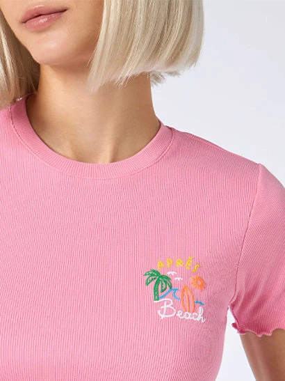 MC2 Saint Barth Woman Ribbed T-shirt With Après Beach Embroidery 3 MC2 Saint Barth Woman Ribbed T-shirt With Après Beach Embroidery