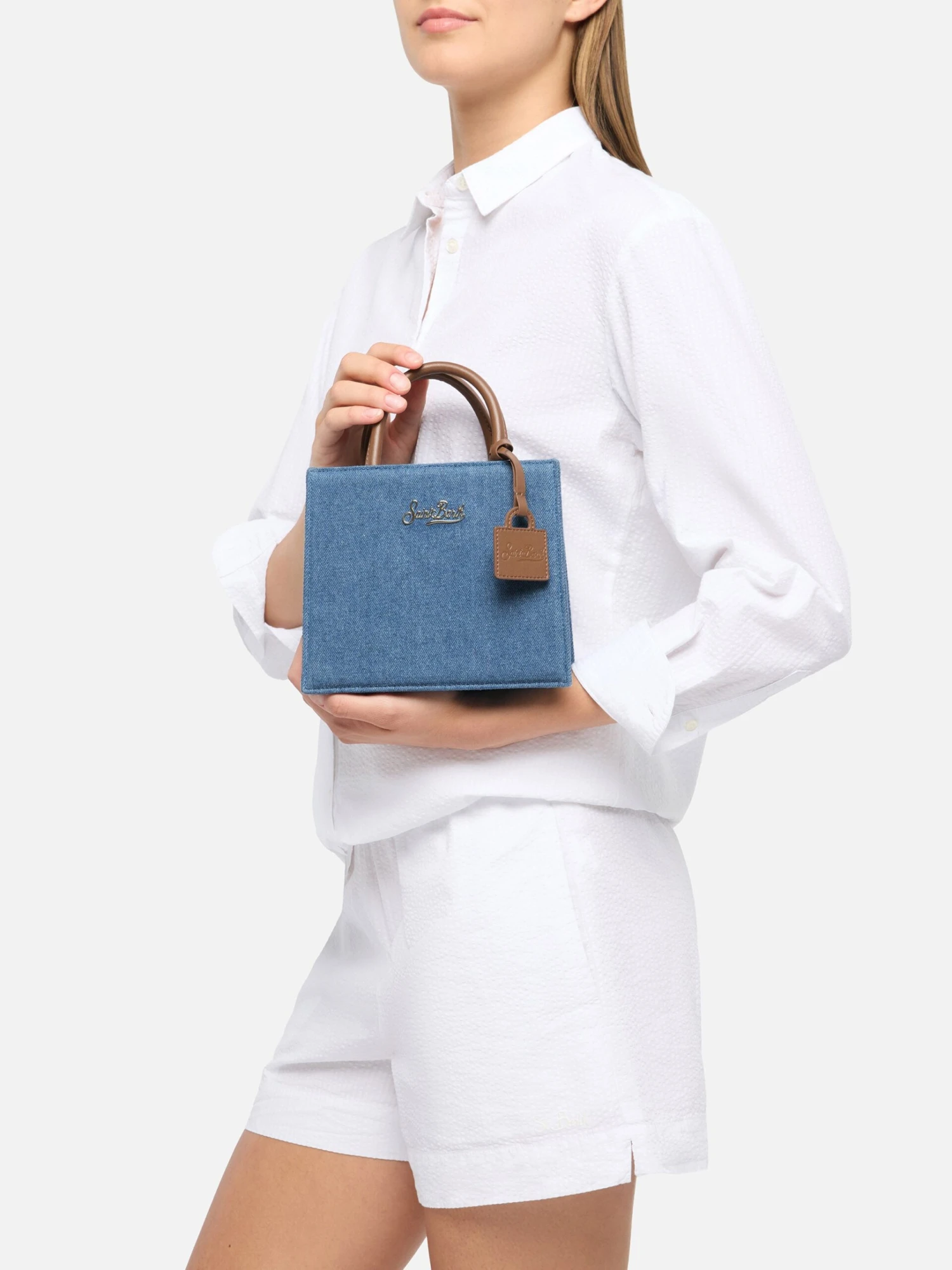 MC2 Saint Barth Shop Bag Mini In Denim With Leather Details 4 MC2 Saint Barth Shop Bag Mini In Denim With Leather Details - Image 2