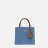 MC2 Saint Barth Shop Bag Mini In Denim With Leather Details