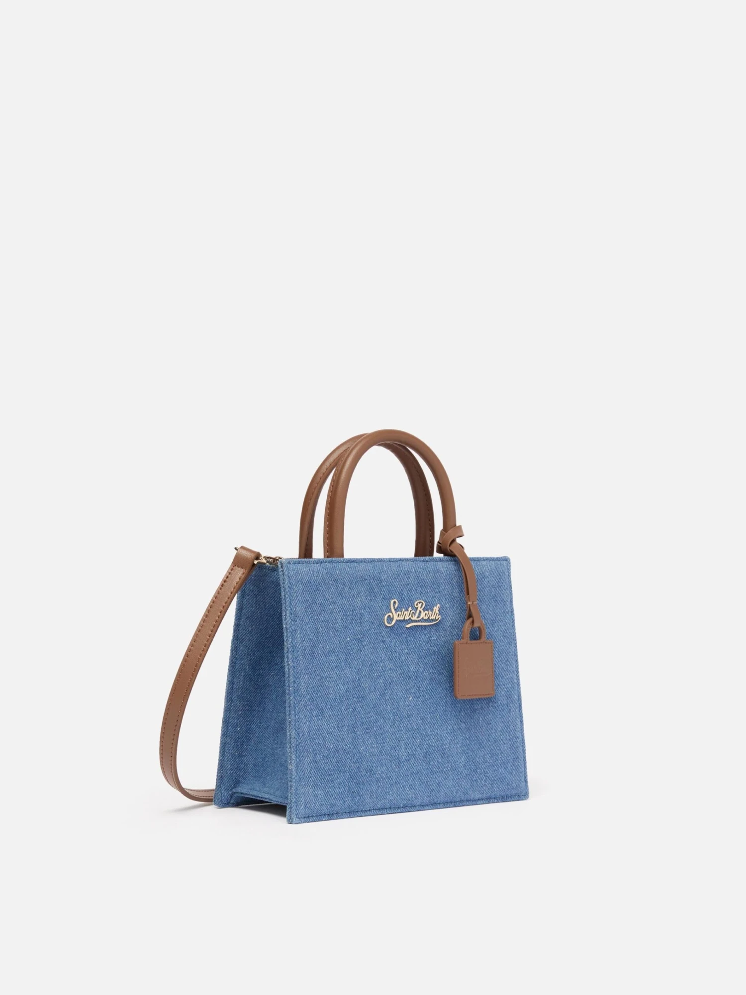 MC2 Saint Barth Shop Bag Mini In Denim With Leather Details 5 MC2 Saint Barth Shop Bag Mini In Denim With Leather Details - Image 3
