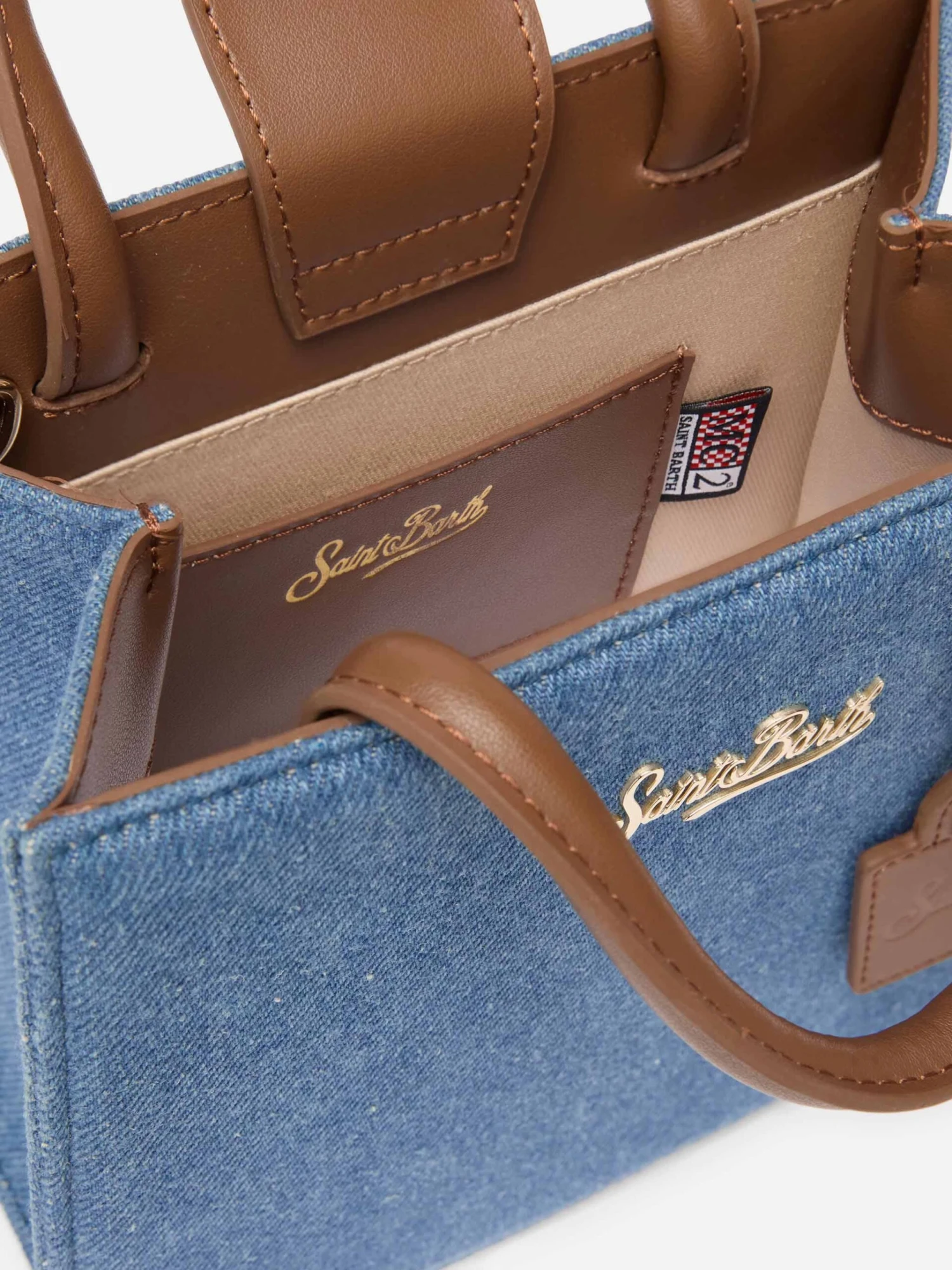MC2 Saint Barth Shop Bag Mini In Denim With Leather Details 7 MC2 Saint Barth Shop Bag Mini In Denim With Leather Details - Image 5