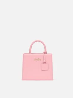 MC2 Saint Barth Shop Bag Mini In Pastel Pink Leather