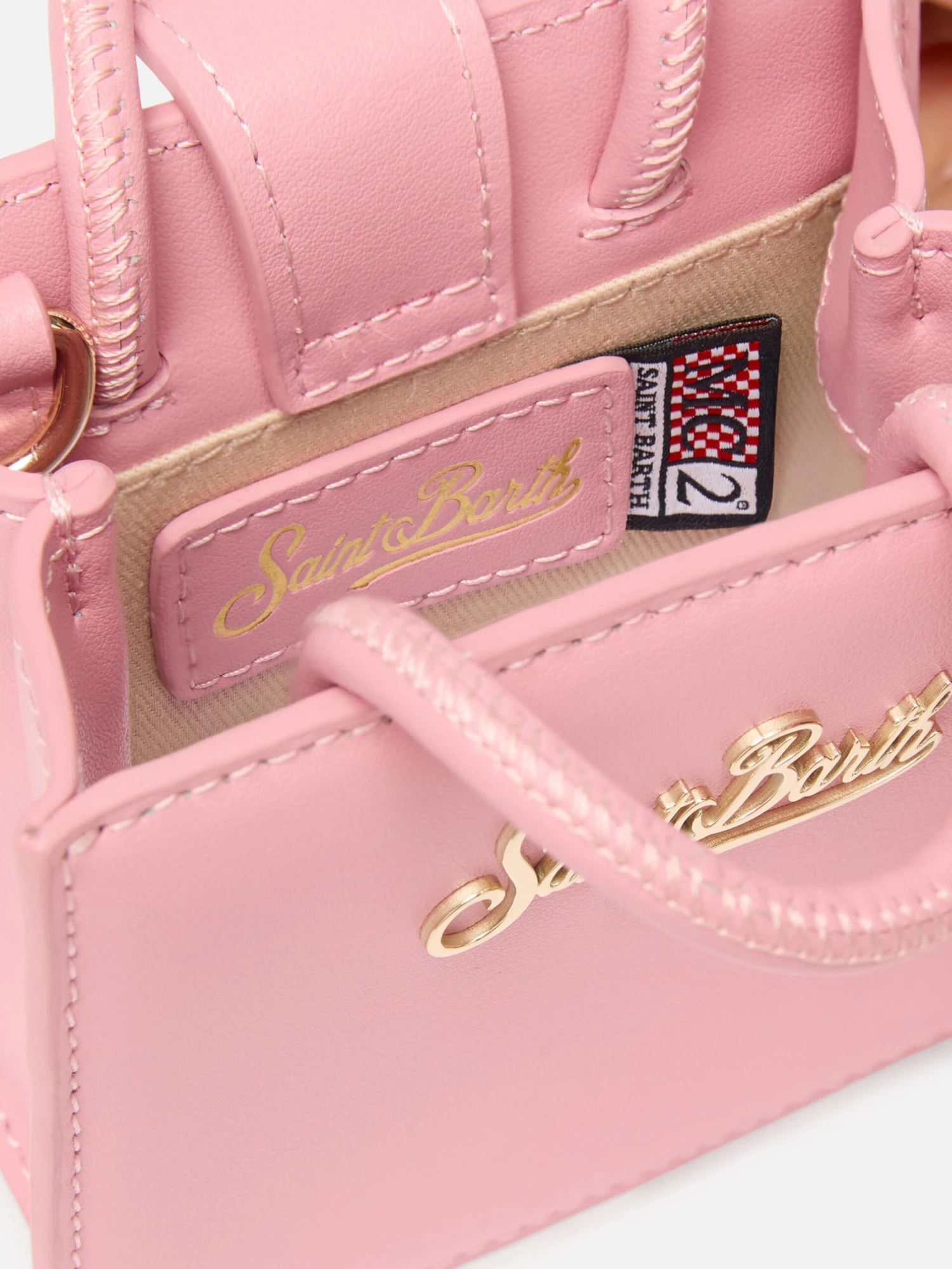 MC2 Saint Barth Shop Bag Micro In Pastel Pink Leather 7 MC2 Saint Barth Shop Bag Micro In Pastel Pink Leather - Image 5