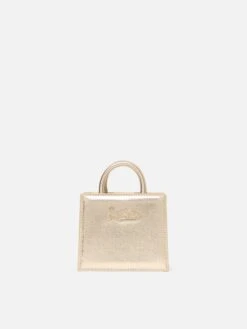 MC2 Saint Barth Shop Bag Micro In Gold Laminated Leather