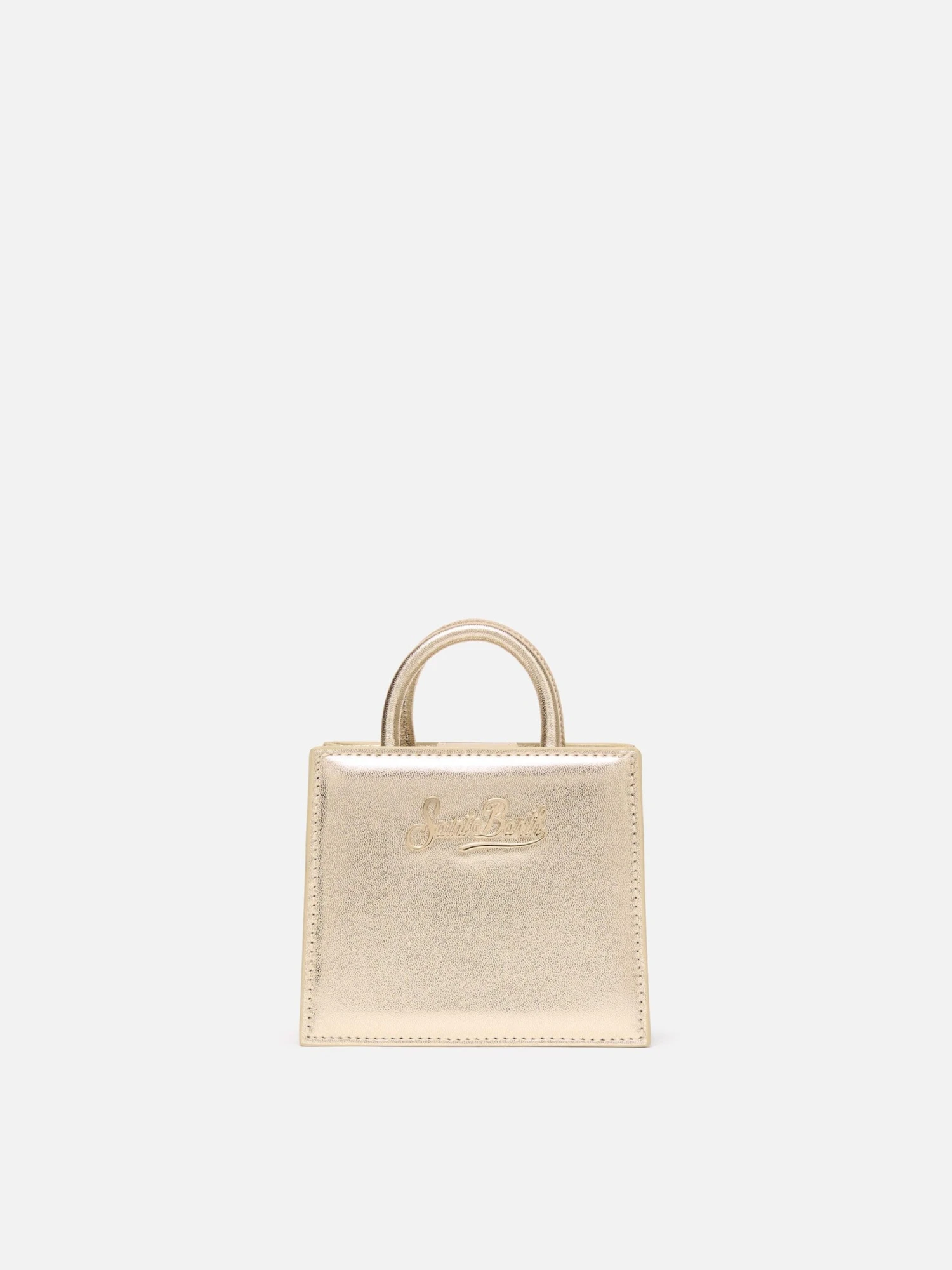 MC2 Saint Barth Shop Bag Micro In Gold Laminated Leather 3 MC2 Saint Barth Shop Bag Micro In Gold Laminated Leather