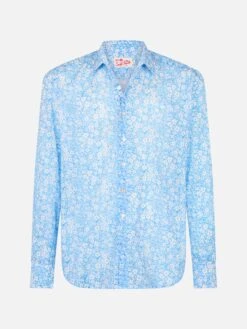 MC2 Saint Barth Man Muslin Cotton Shirt Sikelia With Micro Flower Print -MC2 Saint Barth Shop UID SIK000100863F MAN SHIRT SKY 20240527123500 1