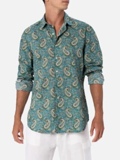 MC2 Saint Barth Man Muslin Cotton Shirt Sikelia With Paisley Print
