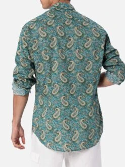 MC2 Saint Barth Man Muslin Cotton Shirt Sikelia With Paisley Print 7 MC2 Saint Barth Man Muslin Cotton Shirt Sikelia With Paisley Print -MC2 Saint Barth Shop UID SIK000101183F MAN SHIRT GREEN 03
