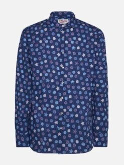 MC2 Saint Barth Muslin Cotton Shirt Sikelia With Ethnic Print -MC2 Saint Barth Shop UID SIK000106644D MAN SHIRT BLUEMC2MC2 MC2 5