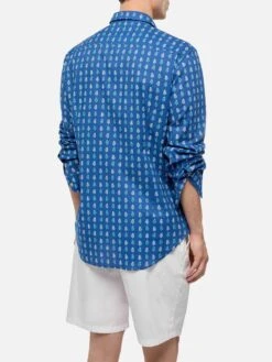 MC2 Saint Barth Muslin Cotton Shirt Sikelia With Batik Print -MC2 Saint Barth Shop UID SIK000106941D MAN SHIRT BLUEMC2MC2 MC2 3