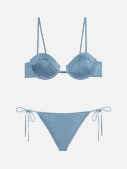 MC2 Saint Barth Marielle Shimmeravio Blue Classic Swim Briefs - Salina Avio Blue Underwired Bralette