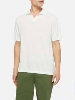 MC2 Saint Barth Sloan White Buttonless Knitted Polo Shirt