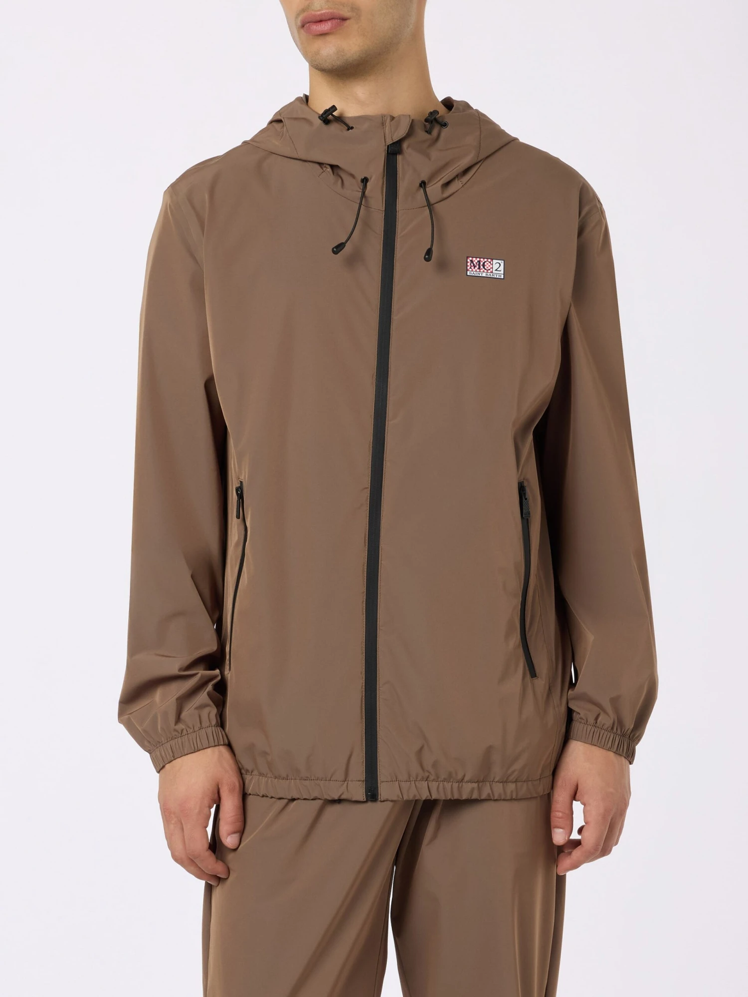 MC2 Saint Barth Man Hooded Lightweight Khaki Green Fabric Windbreaker Sloop 3 MC2 Saint Barth Man Hooded Lightweight Khaki Green Fabric Windbreaker Sloop