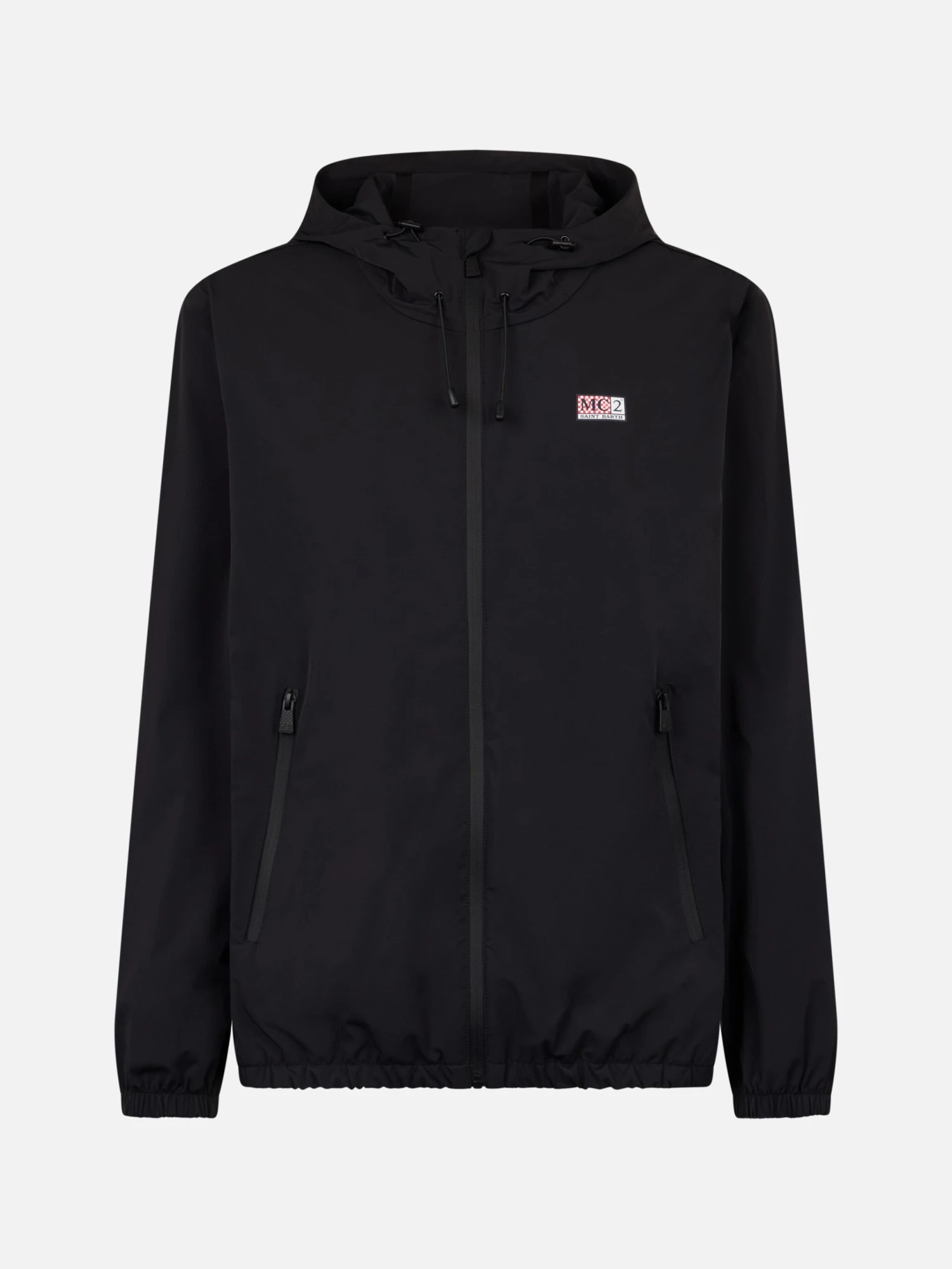 MC2 Saint Barth Man Hooded Lightweight Black Fabric Windbreaker Sloop 6 MC2 Saint Barth Man Hooded Lightweight Black Fabric Windbreaker Sloop - Image 4