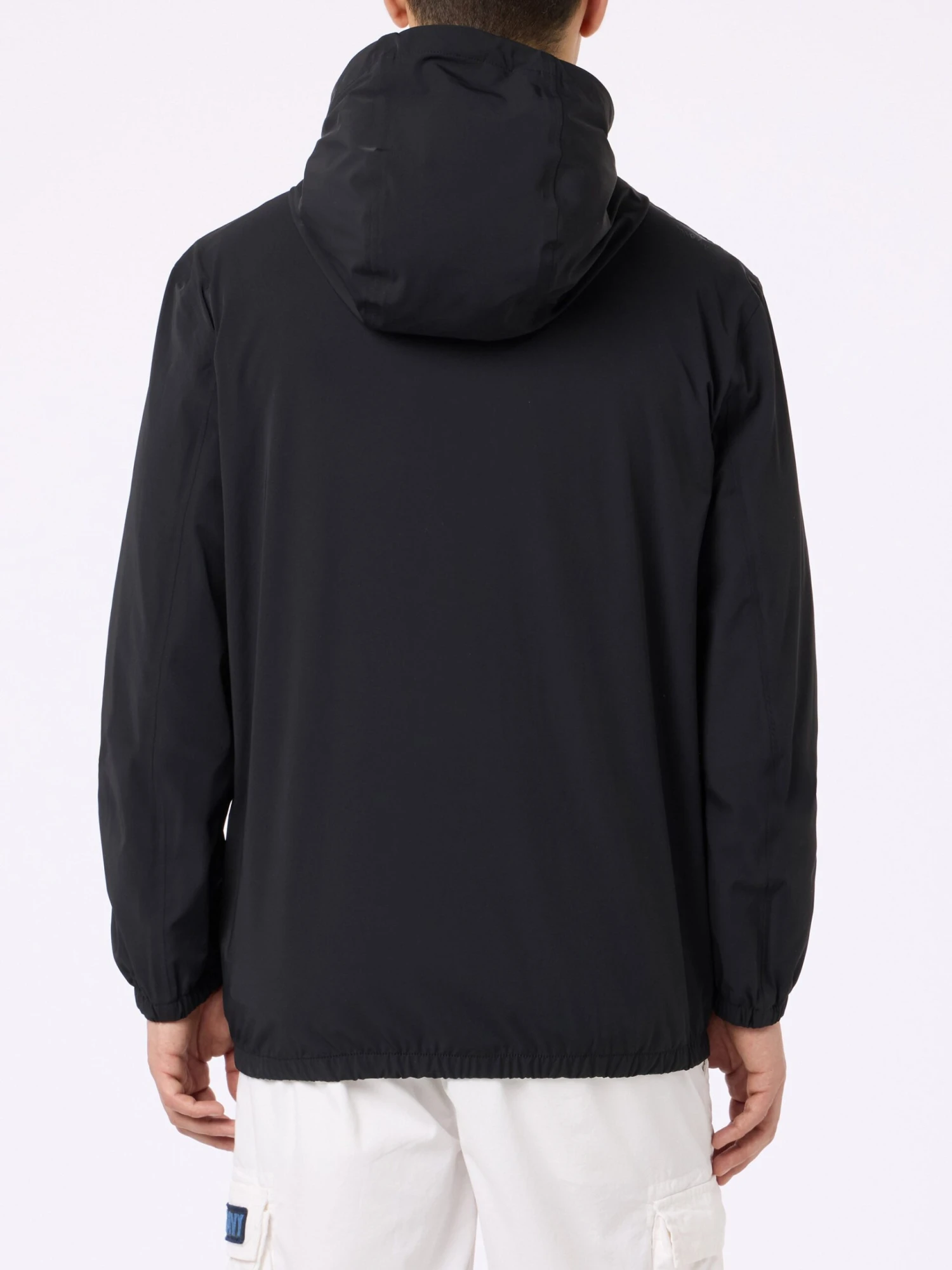 MC2 Saint Barth Man Hooded Lightweight Black Fabric Windbreaker Sloop 4 MC2 Saint Barth Man Hooded Lightweight Black Fabric Windbreaker Sloop - Image 2