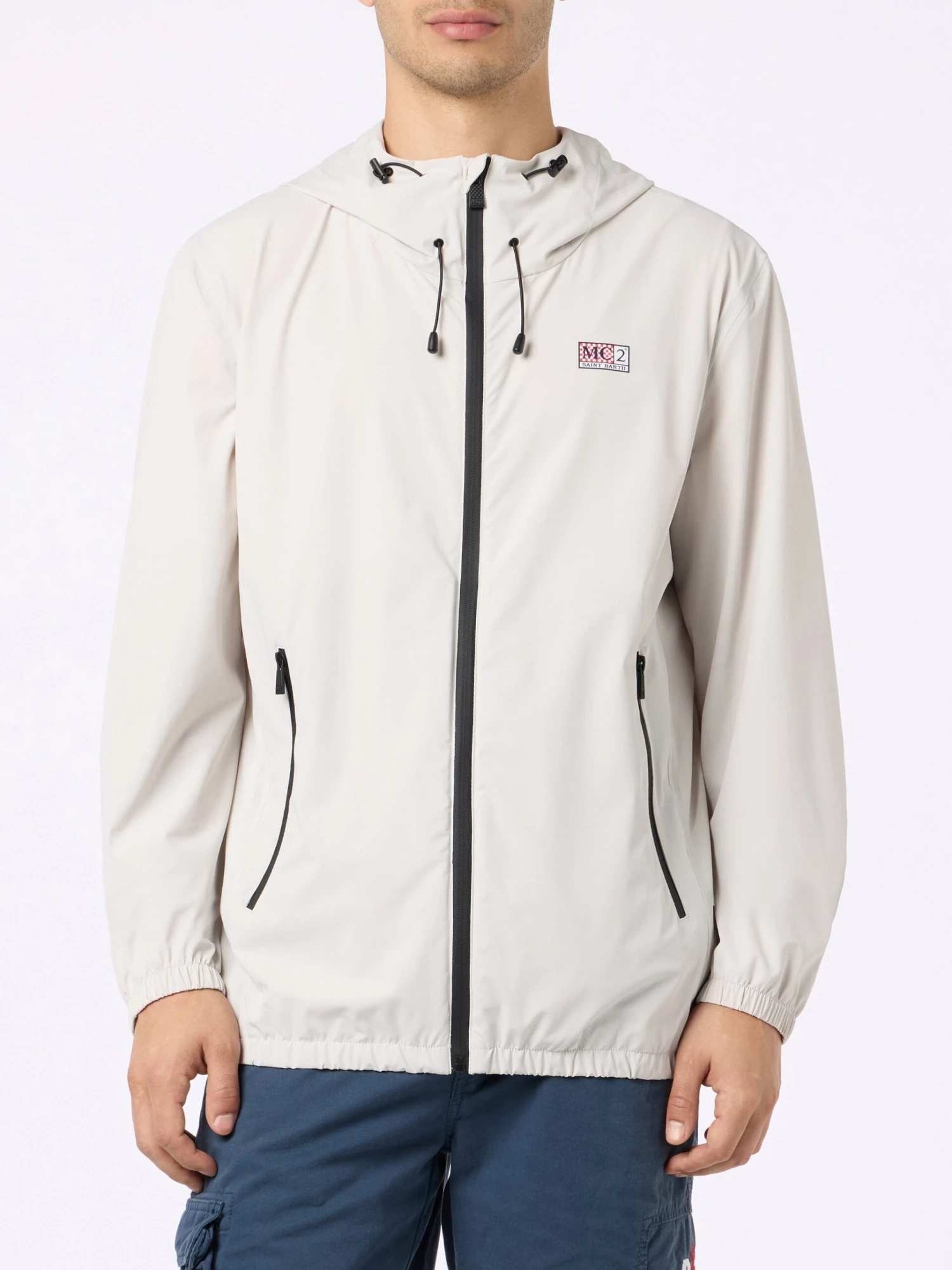 MC2 Saint Barth Man Hooded Lightweight Ice White Fabric Windbreaker Sloop 3 MC2 Saint Barth Man Hooded Lightweight Ice White Fabric Windbreaker Sloop
