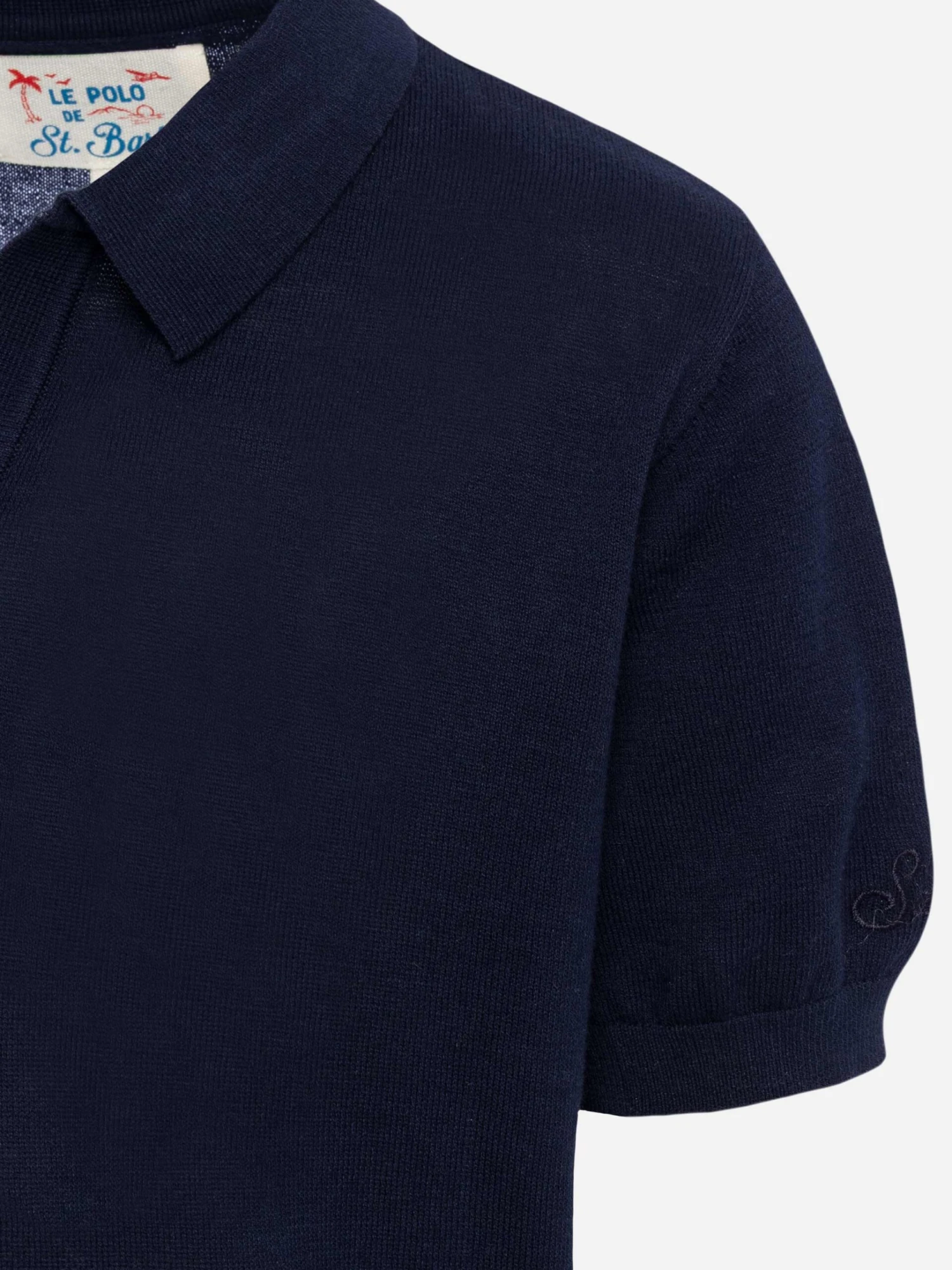 MC2 Saint Barth Sloan Jr Navy Blue Knitted Polo Shirt 5 MC2 Saint Barth Sloan Jr Navy Blue Knitted Polo Shirt - Image 3