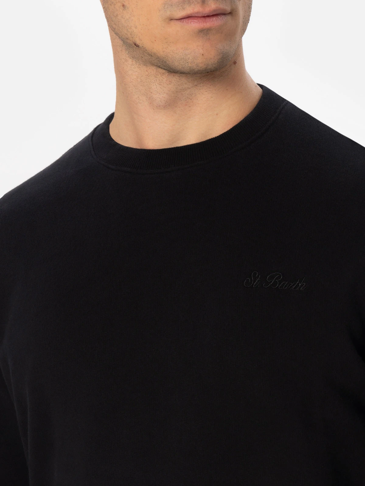 MC2 Saint Barth Man Black Sweatshirt Soho With St. Barth Embroidery 4 MC2 Saint Barth Man Black Sweatshirt Soho With St. Barth Embroidery - Image 2