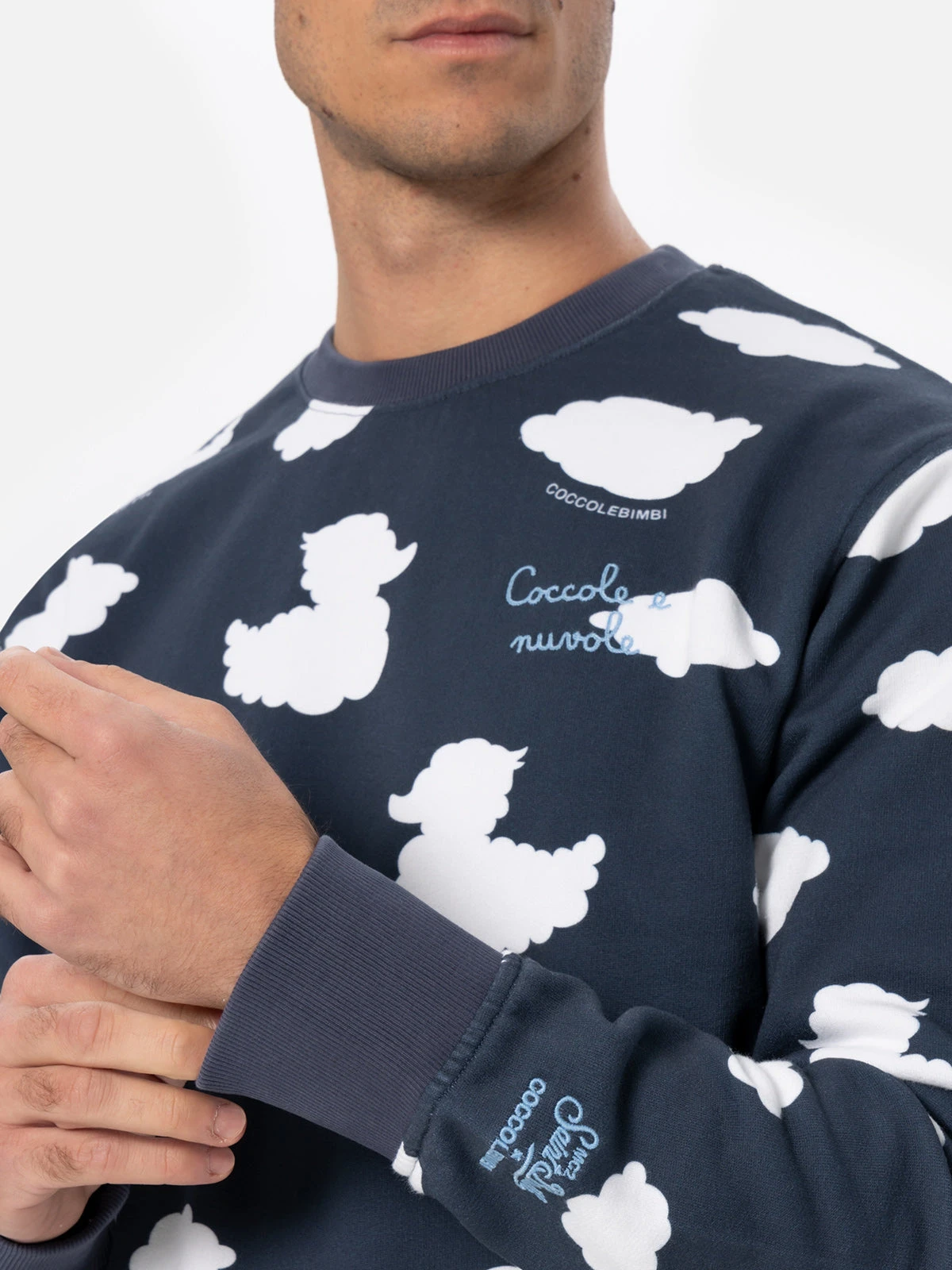 MC2 Saint Barth Crewneck Blue Sweatshirt With Coccole E Nuvole Embroidery | COCCOLEBIMBI SPECIAL EDITION 4 MC2 Saint Barth Crewneck Blue Sweatshirt With Coccole E Nuvole Embroidery | COCCOLEBIMBI SPECIAL EDITION - Image 2