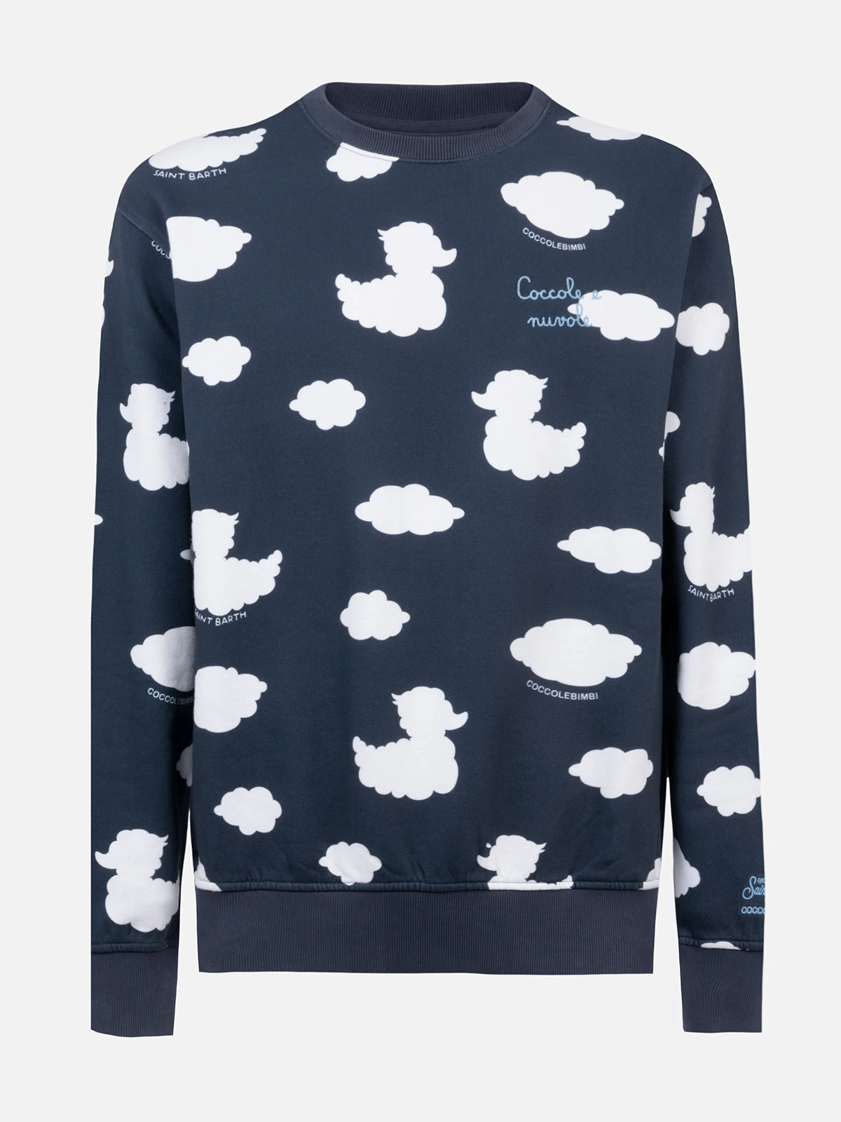 MC2 Saint Barth Crewneck Blue Sweatshirt With Coccole E Nuvole Embroidery | COCCOLEBIMBI SPECIAL EDITION 6 MC2 Saint Barth Crewneck Blue Sweatshirt With Coccole E Nuvole Embroidery | COCCOLEBIMBI SPECIAL EDITION - Image 4