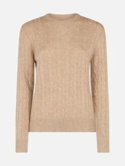 MC2 Saint Barth Women Beige Cable-knit Cashmere Blend Sweater Sorbonne -MC2 Saint Barth Shop UID SORB00100033G WOMAN KNITWEAR BROWN 20240917123501 1